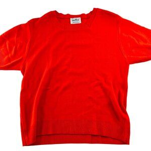 Sweetree Vintage Women's Sweater size XL Acrylic Red Short Sleeve Box Neck Pullo